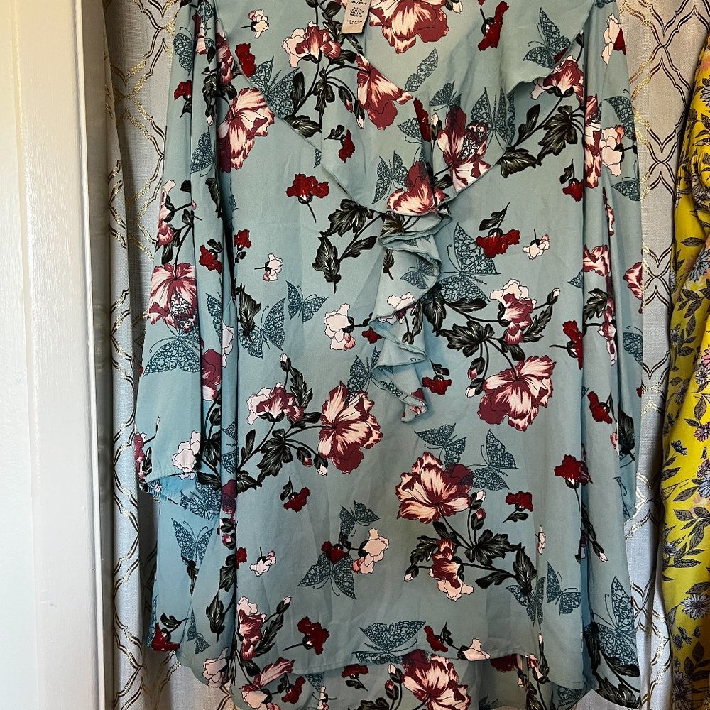 Catherine's Plus Size Floral Ruffle Blouse